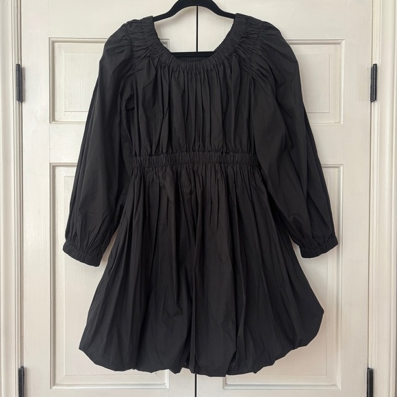 Ulla Johnson Black Martine Mini Dress Noir Bubble Hem Long Sleeve Bateau Size 2 - Picture 4 of 15